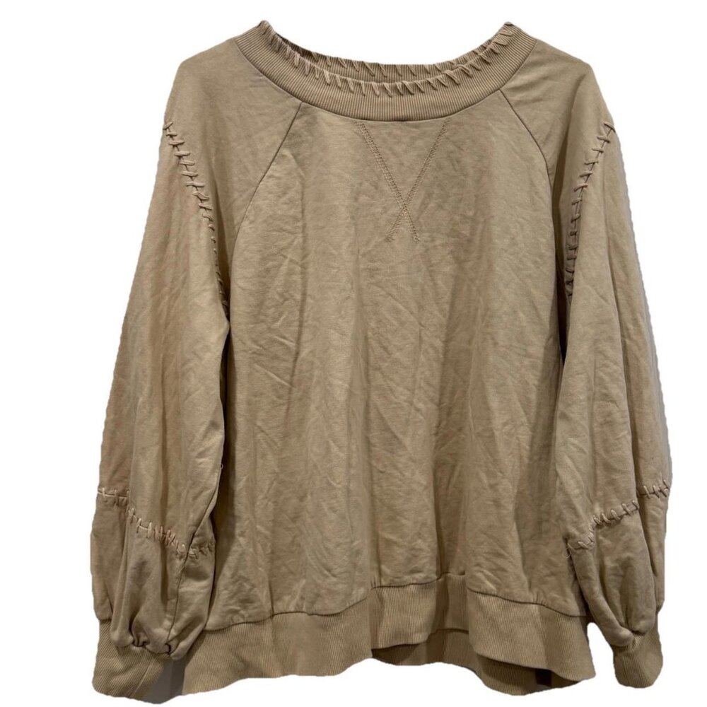 Women’s Cleobella‎ Pullover Sweater Stitching Boho chic Small S  RARE baseball